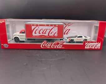 M2 Machines Coca-cola Tractor Trailer and Race Car in Original Box