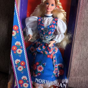 Vintage 1995 Mattel Dolls of the World Norwegian Barbie doll in original box never opened.