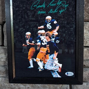 Autographed Rudy Ruettiger 8x10 inch framed photo with certificate of authenticity from Beckett