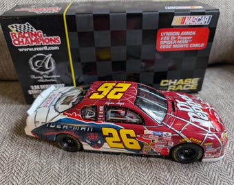 Action Collectibles 1:24 Scale Diecast metal NASCAR Stock Car Lyndon Amick # 26 Dr. Pepper Spiderman Car. 2002 Monte Carlo