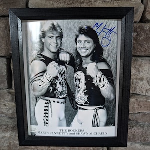 Autographed WWF WWE Marty Jannetty 8x10 inch framed photo with certificate of authenticity from JSA