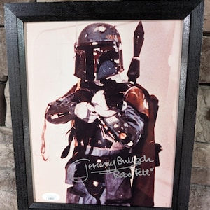 Autographed Jeremy Bulloch Boba Fett Star Wars 8x10 inch framed photo with certificate of authenticity from JSA