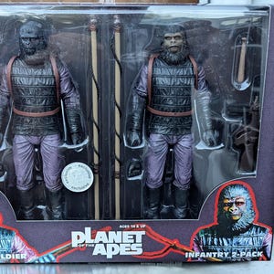 NECA Planet Of The Apes Gorilla Soldier Infantry 2 Pack 7-calowe figurki akcji w oryginalnym pudełku nigdy nie otwierane