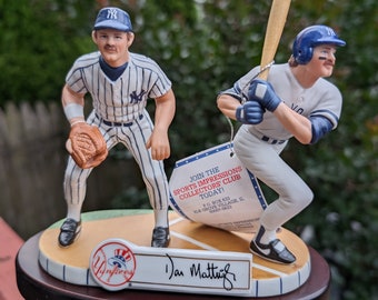 Jaren 80 Sports impressions porseleinen beeld in beperkte oplage op een houten standaard Don Mattingly New York Yankees in originele doos 5 inch