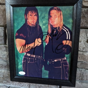 Autographed WWF WWE The Hardy Boyz Matt Hardy and Jeff Hardy 8x10 inch framed photo with Certificate of authenticity from JSA