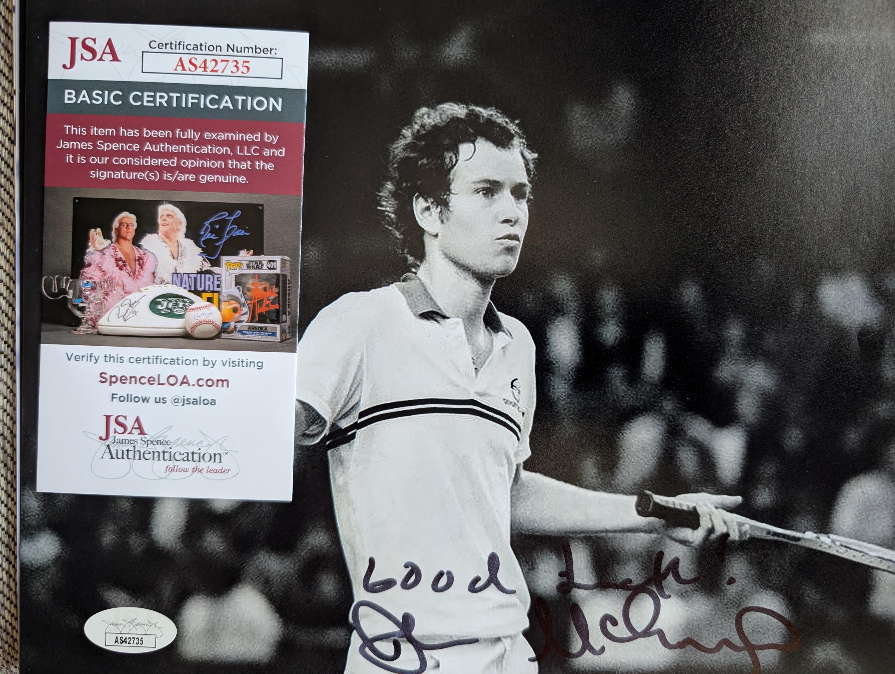 テニス界のレジェンド、ジョン・マッケンローのサイン入り8 x 10インチ