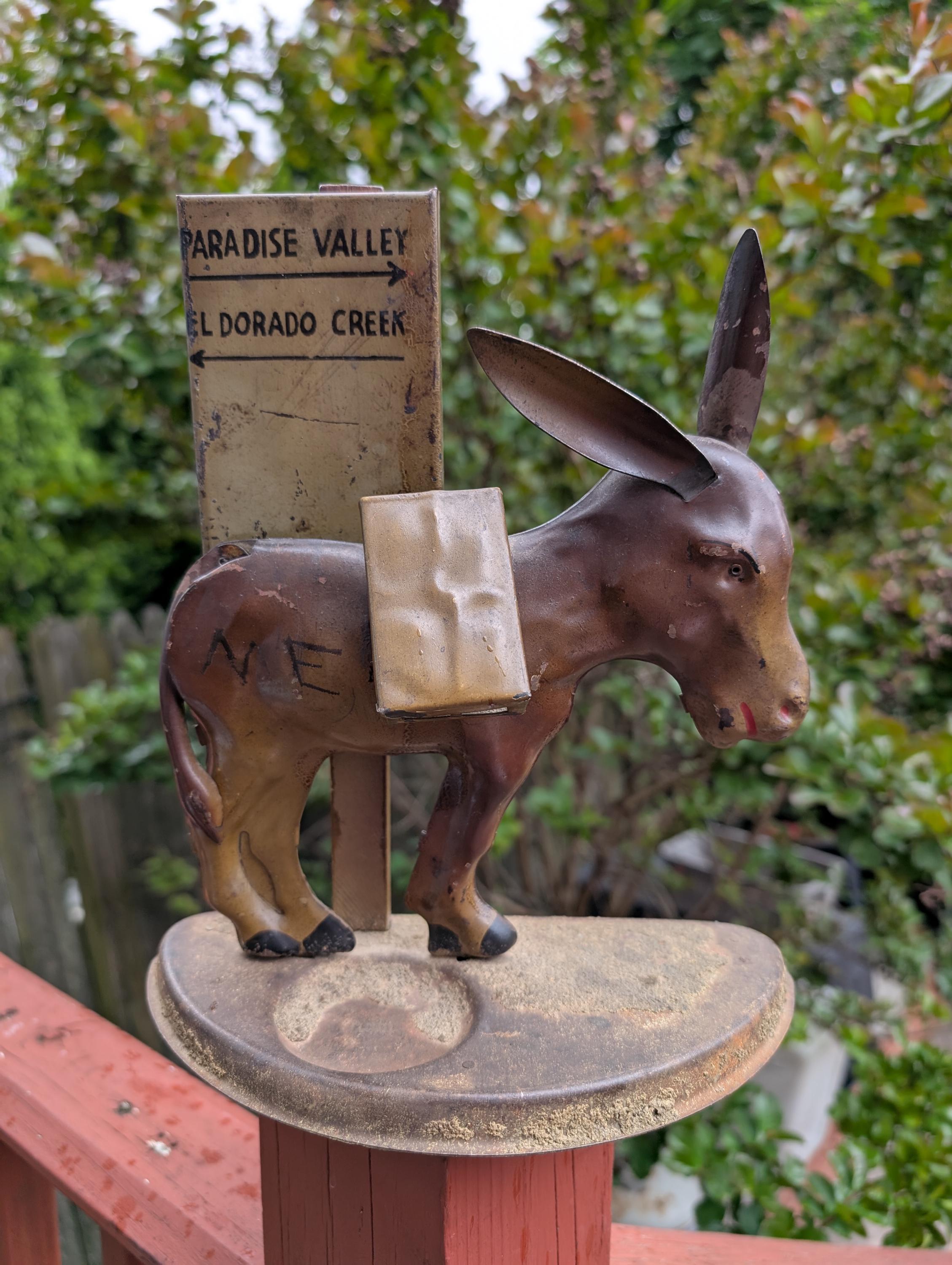 きーままーまー1970’s Insty-Prints ビンテージ貯金箱 1920s Tin Litho Mechanical Donkey Cigarette Dispenser Made by the