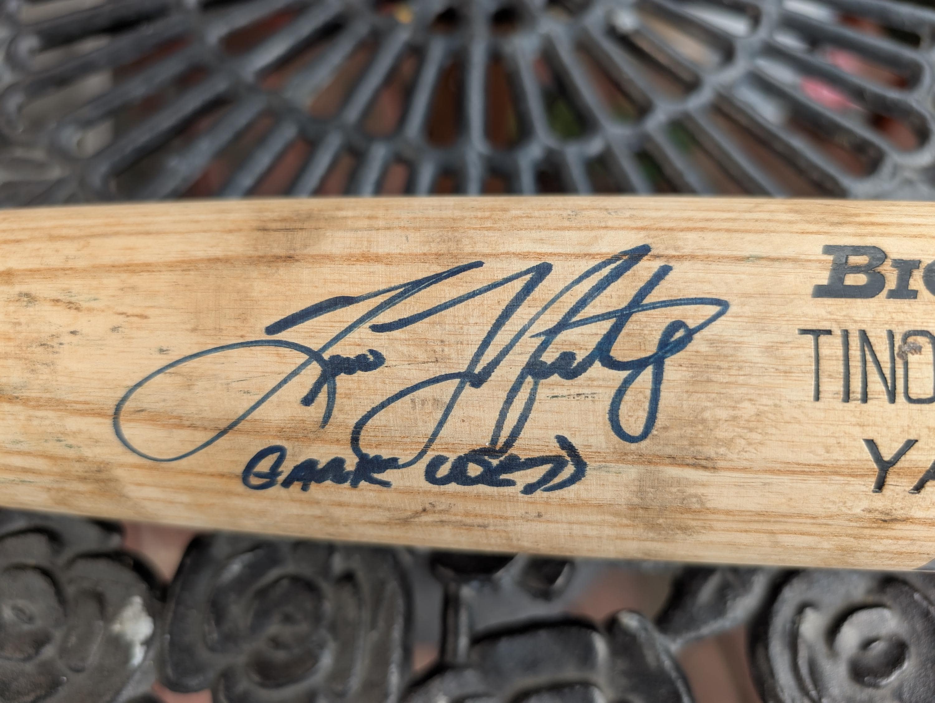Autographed Tino Martinez NY Yankees Game Used Baseball Bat With