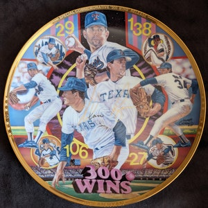 Nolan Ryan 300 wins Texas Rangers Sports impressions collectors plate 10 inch diameter never displayed