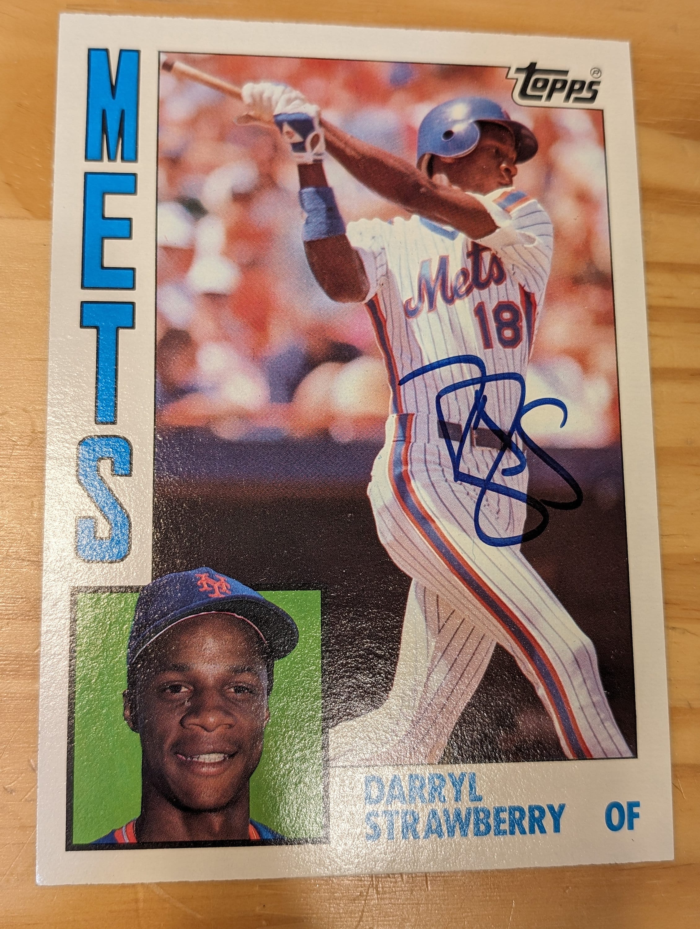 Vintage 1984 Topps Darryl Strawberry N.Y. Mets Autographed Jumbo