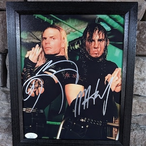 Autographed WWF WWE The Hardy Boyz Matt Hardy and Jeff Hardy 8x10 inch framed photo with Certificate of authenticity from JSA