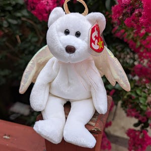 Vintage 2000 Ty beanie Babies Halo The Angel Bear Bean Bag Plush 8 inch With Original Tags