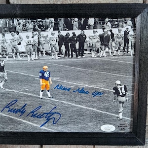 Autographed Rudy Ruettiger 8x10 inch framed photo with certificate of authenticity from JSA