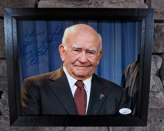 Autographed Ed Asner 8x10 inch framed photo with certificate of authenticity from JSA