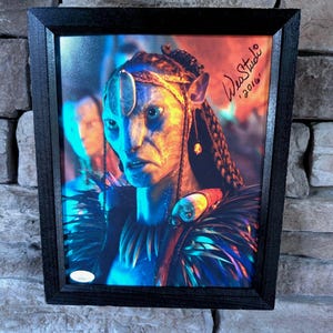Autographed Wes Studi Avatar Eytukan 8x10 inch framed photo with certificate of authenticity from JSA