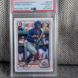 Gesigneerde Ronny Mauricio NY Mets Bowman 1e honkbalkaart met authentiek gecertificeerd door PSA