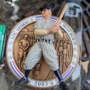 Vintage Lou Gehrig NY Yankees 2003 Carlton Karten Heirloom Collection Weihnachtsverzierung in der Originalverpackung nie geöffnet W authentisch