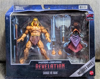 MOTU Masters Of The Universe Revelation Savage He-man en Orko actiefiguren in originele doos, nooit geopend