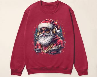 Rosa Retro Santa Sweatshirt, Vintage Weihnachten Sweatshirt, lustiges Sweatshirt, Weihnachten Pullover für Frauen, Geschenk für sie, Urlaub Pullover
