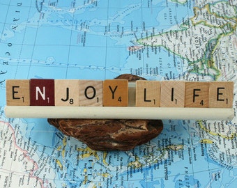 ENJOY LIFE Scrabble Letters Sign RECYCLED