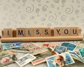 I MISS YOU Scrabble Letters Sign Recycled