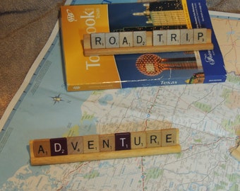 Road Trip, Adventure, State name, Vacation -- Scrabble Tile -- Custom signs