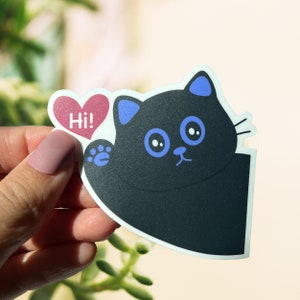 Chat mignon « Salut !  Sticker - Finition mate, adorable sticker pattes de chaton pour ordinateur portable, bouteille d'eau ou journal