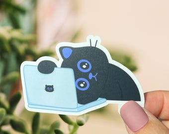 Black Cat Laptop Sticker – Waterproof Vinyl Decal