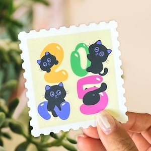 Tampons adhésifs chats 2025 - Adorable bannière autocollant Nouvel An - Tampons rectangulaires et carrés pour les amoureux des chats - Autocollant pour bouteille d'eau, ordinateur portable