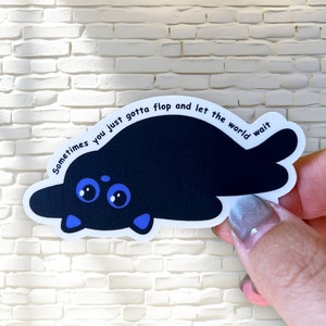 Flop Mode Black Cat Sticker – Lazy Days Waterproof Vinyl Decal