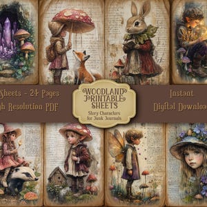 Woodland Printable Sheets – Story Characters for Junk Journals - US Letter