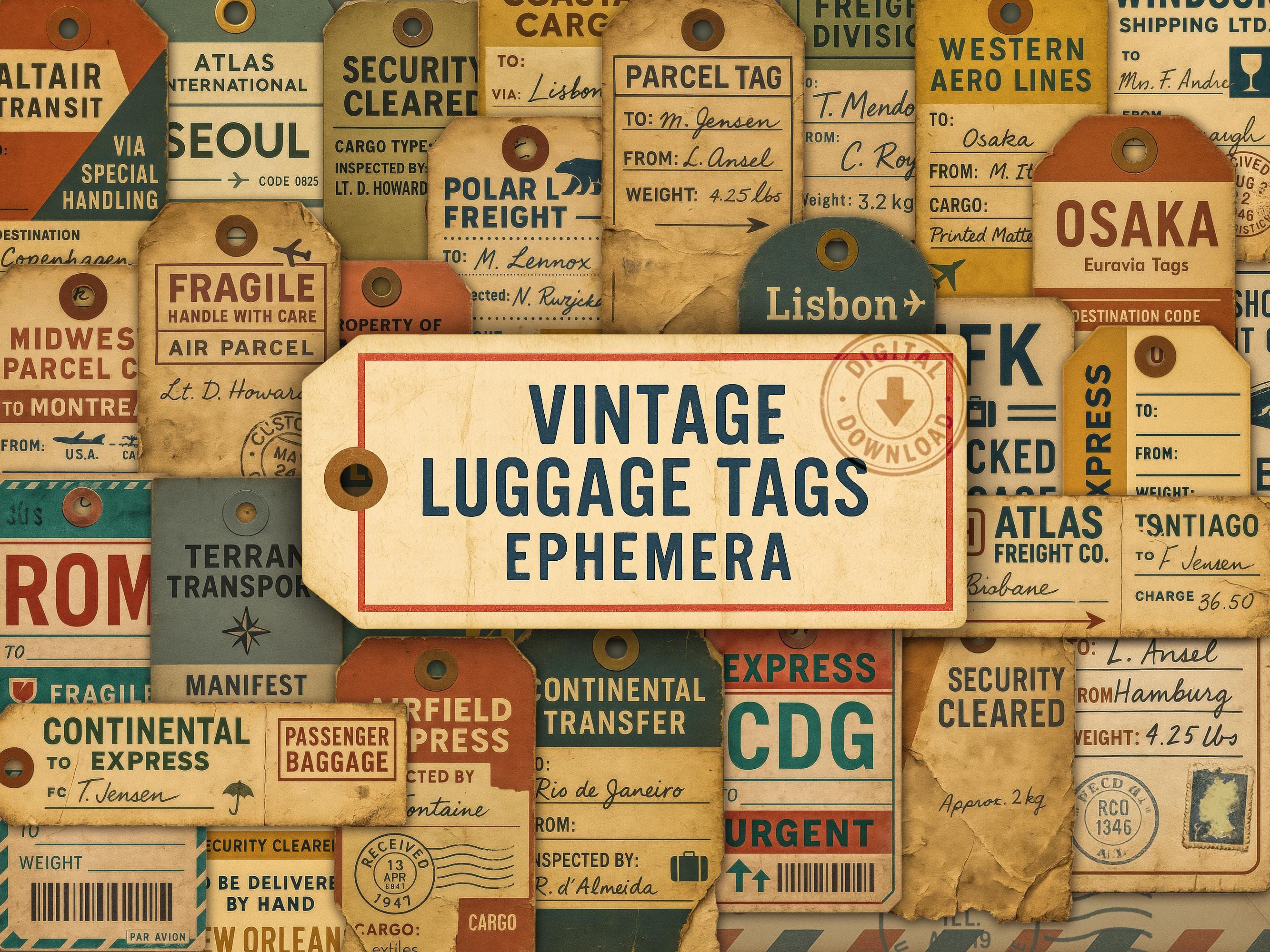 Vintage baggage tag - Etsy 日本
