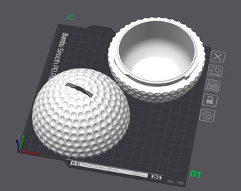 Golf Ball Piggy Bank – Coin Bank 3D Print File stl 3D Model