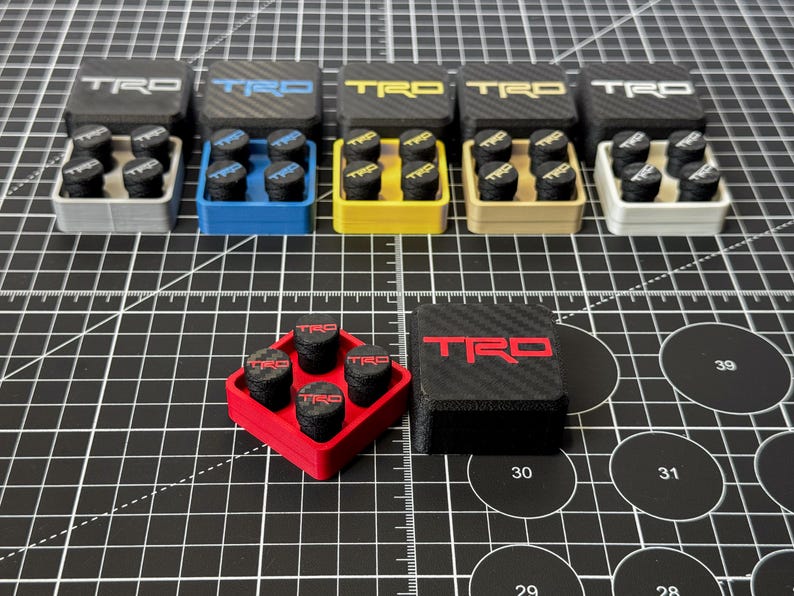 TRD Valve Stem Caps Color matching Red, Yellow, Grey, White, Desert Tan, Blue.