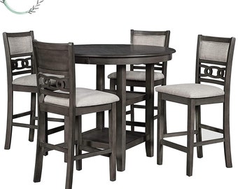 New Classic Furniture Gia Round Counter Height Set with Dining Table and Chairs