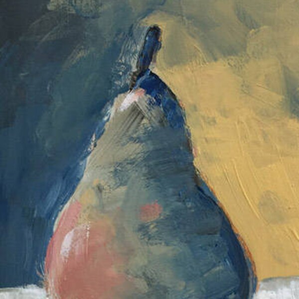 ORIGINAL pear painting on wood acrylic painting still life