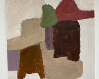 Abstract original abstract painting 9x12 on art paper brown cream neutral western colors