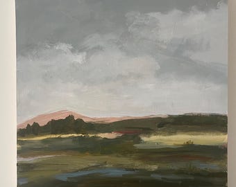 original abstract landscape green landscape green and yellow