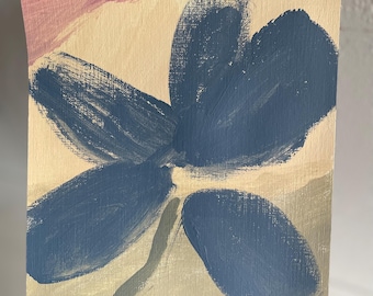 Original acrylic floral Painting blue grey big flower