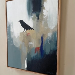 original abstract painting raven painting blue art 16x20 pamela munger image 3