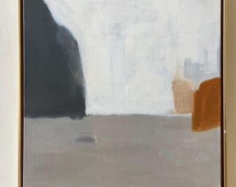 Pintura abstracta original colores neutros negro crema Siena 20x24