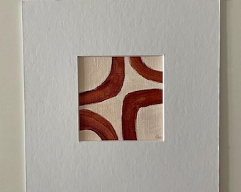 Abstract art small abstract rust colored geometric matted