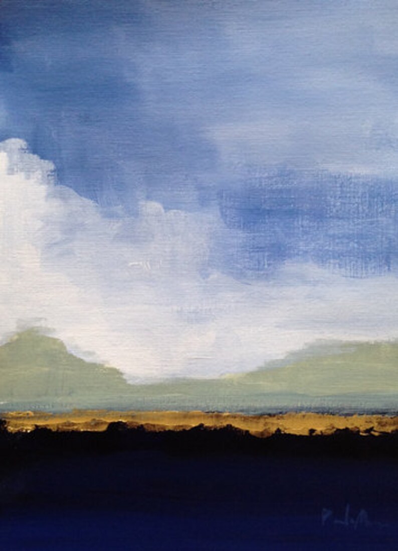 Abstract landscape painting original acrylic navy blue indigo Etsy