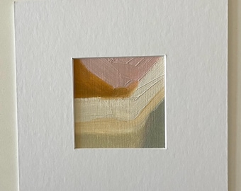 Abstract art small abstract oil painting pink ochre matted