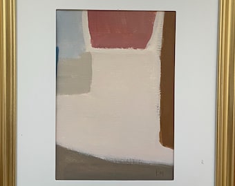 Abstract original abstract  painting 5x7 on art paper brown blush abstract neutral colors