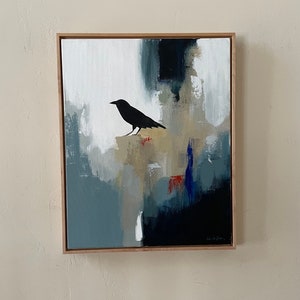 original abstract painting raven painting blue art 16x20 pamela munger image 2