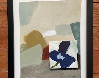 Abstract original abstract painting 9x12 on art paper flower abstract