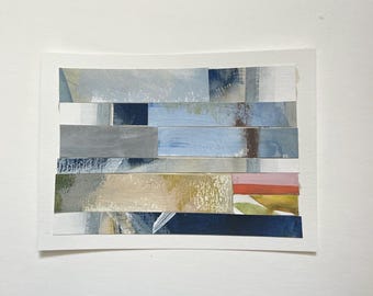 Arte abstracto original azul abstracto pequeño abstracto