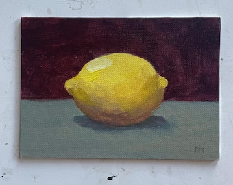 Bodegón de limones amarillos, pintura original.