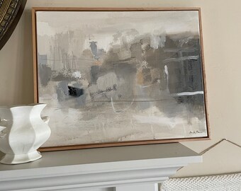 original abstract painting Neutral colors brown grey and white modern art 16x20 pamela munger